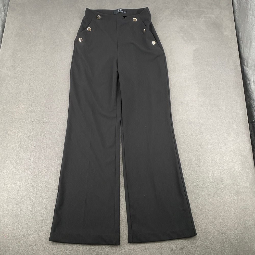 BBJ Los Angeles Womens Black High Waisted Wide Leg Sailor Button Pants Large